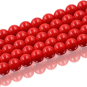 Glaserede perler. 8 mm. Rød. 1 streng
